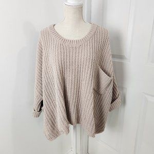 VICI Sweater Womens Medium Beige Oversized Slouchy Hipster Open Knit Soft